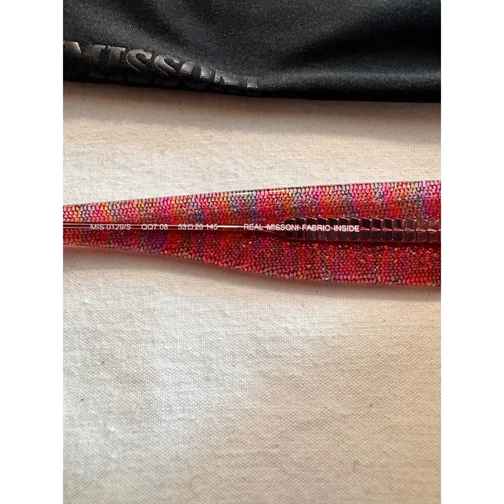 Missoni MIS 0129/S Pink Fabric‎ Glitter Square Sunglasses Blue Gradient Lens New